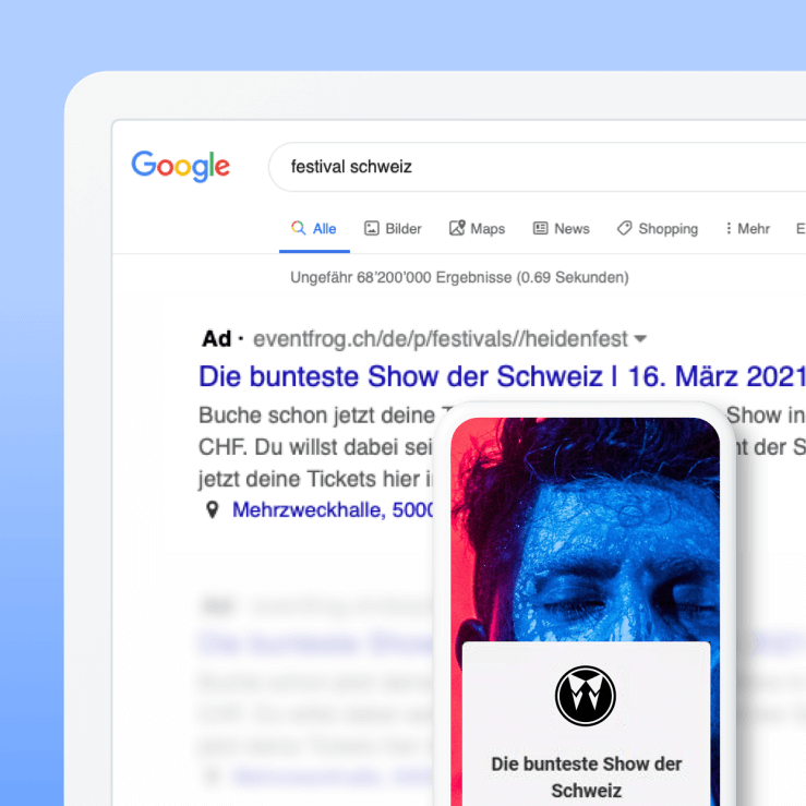 Google Ads Anzeigen als Werbekombi Google Ads Anzeigen als Werbekombi buchen für deine Veranstaltung