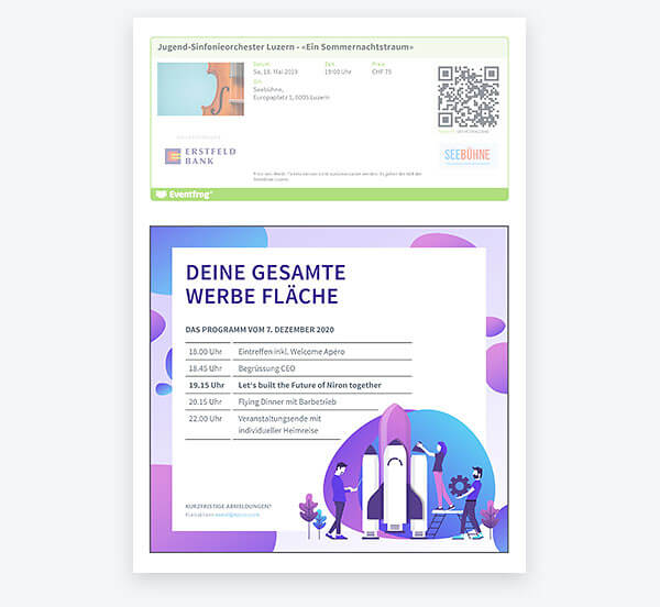 Beispielticket mit Branding Beispielticket mit Branding
