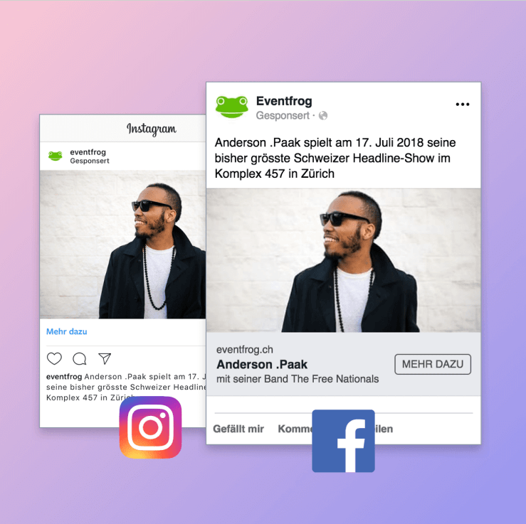Eventfrog Social Media Kombi mit Instagram und Facebook