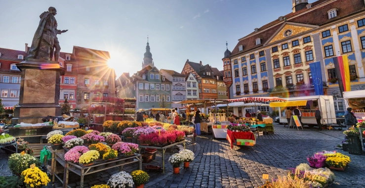 Wochenmarkt mit Blumen Wochenmarkt mit Blumen