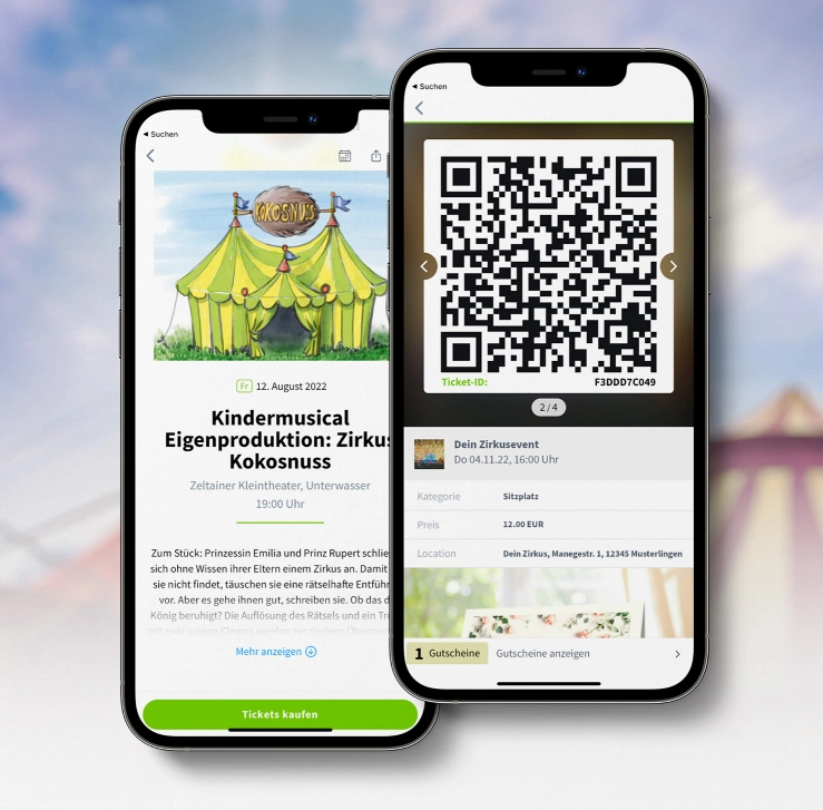 Zirkustickets auf dem Smartphone Zirkustickets auf dem Smartphone